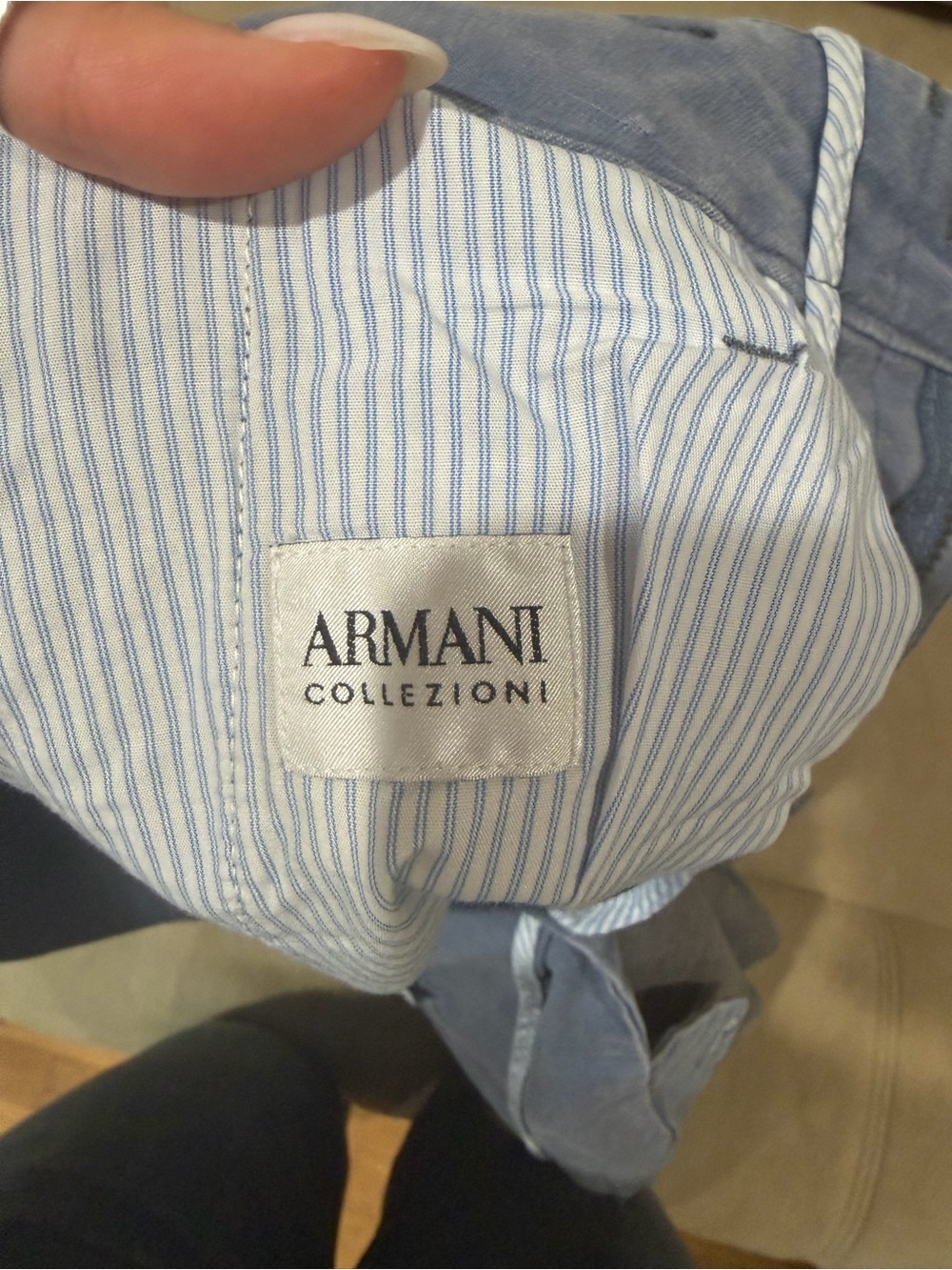 Armani Collezioni Men's Light Blue Striped Cargo Pants